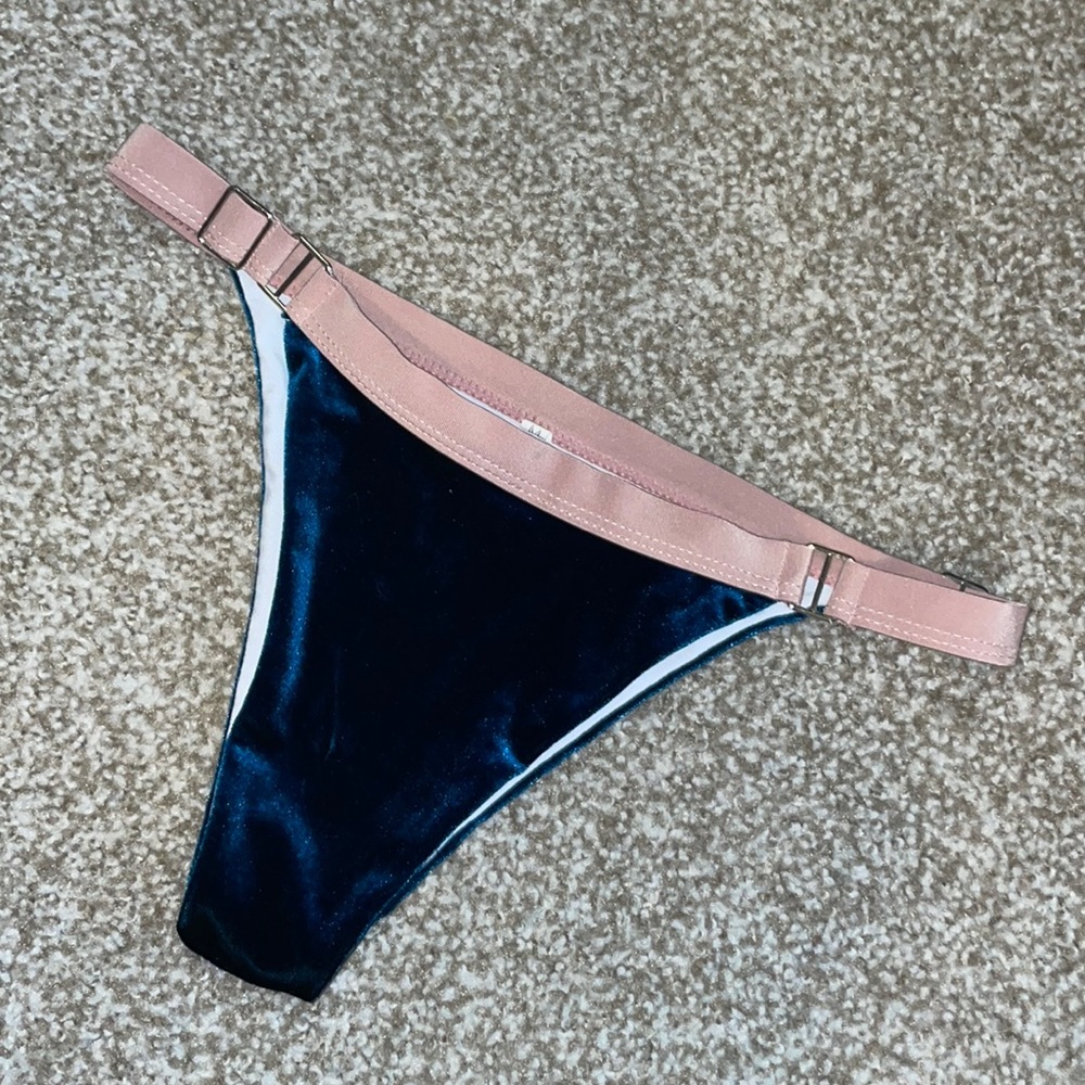 Teal velvet bikini bottom cheeky